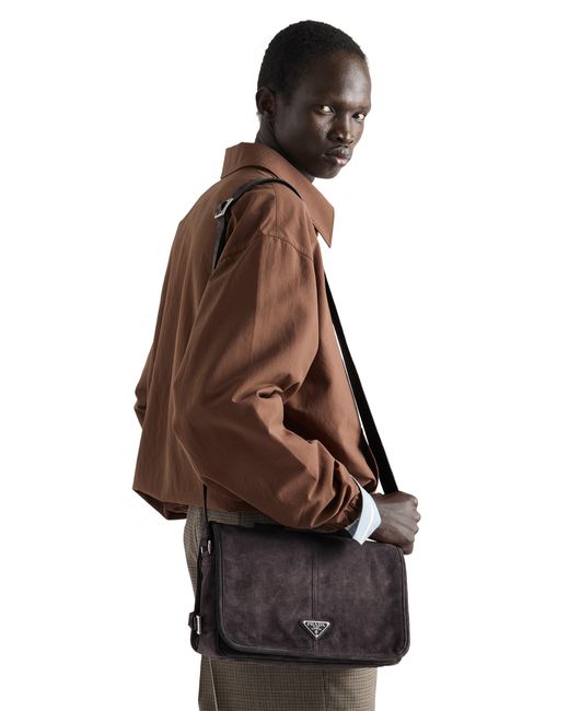 Prada Black Suede Shoulder Bag for men