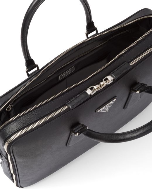 Prada Black Saffiano Leather Briefcase for men