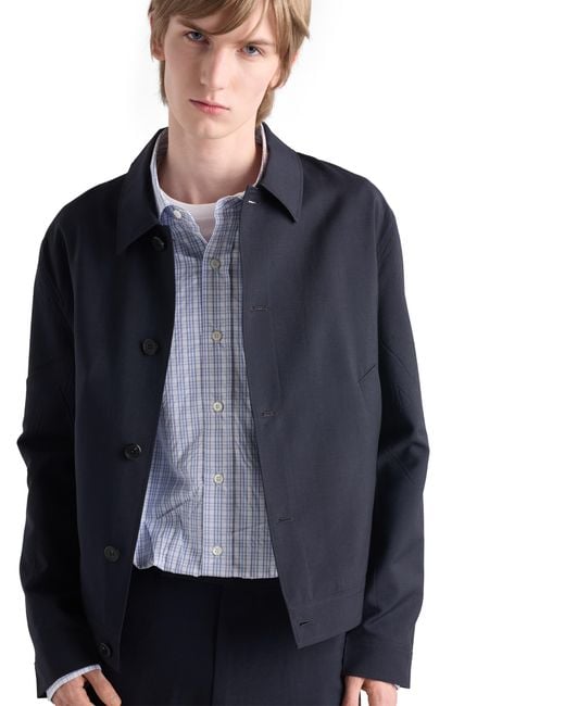 Prada Blue Mohair And Wool Blouson Jacket for men