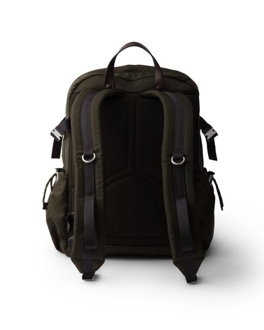Prada Black Speedrock Re-Nylon And Leather Backpack for men
