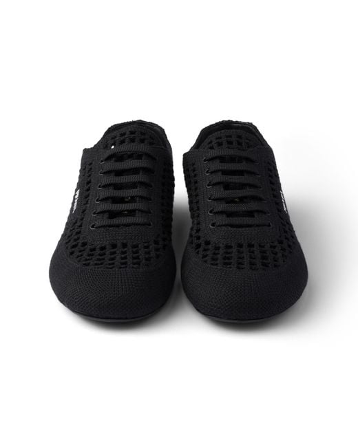 Prada Black Collapse Crochet Laced Sneakers