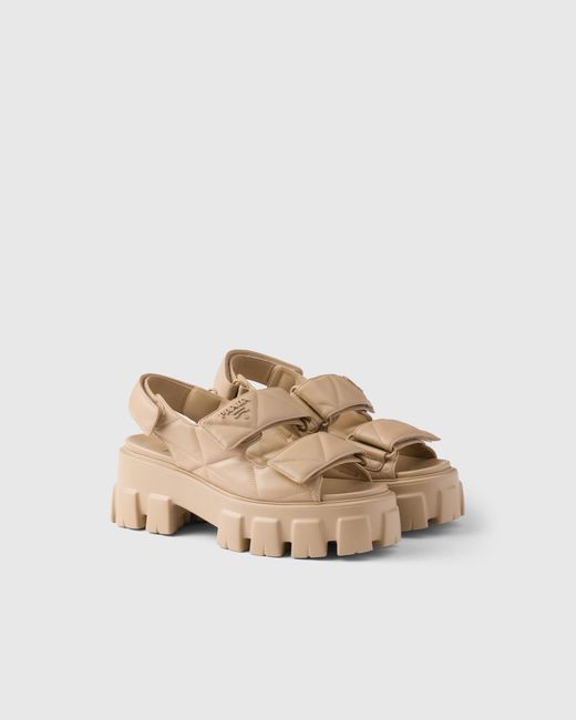 Prada Natural Monolith Nappa Leather Sandals