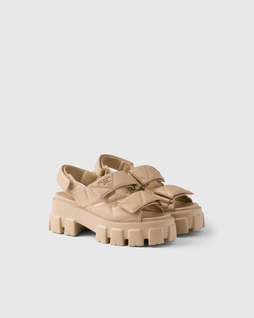 ★PRADA MONOLITH NAPPA LEATHER SANDAL モノリス ナッパレザー 上品】☆PRADA☆プラダ モノリス ナッパレザー サンダル (PRADA