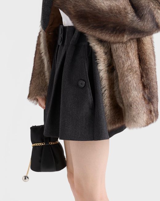 Prada Black Chevron Wool Mini Skirt