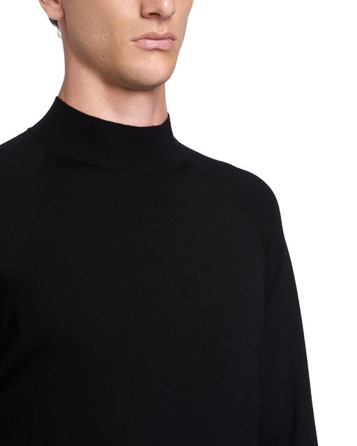 Jersey De Lana De Estambre Con Cuello Alto, Hombre, Talla Prada de hombre de color Black