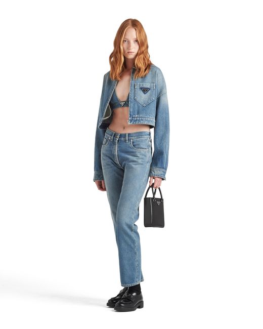 Prada Blue Five Pocket Jeans In Organic Denim