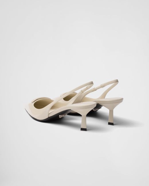 Prada White Patent Leather Slingback Pumps