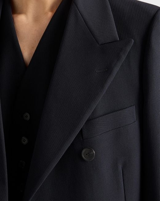 Prada Blue Double-Breasted Wool Jacket for men