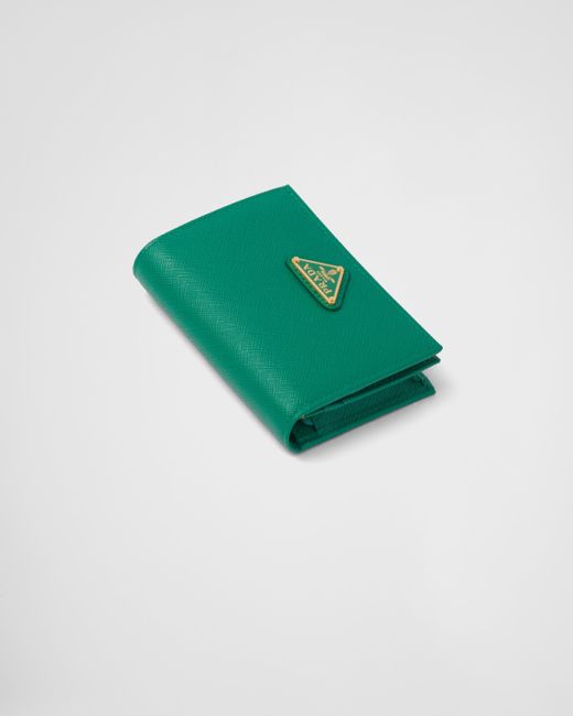 Prada Green Small Saffiano Leather Wallet