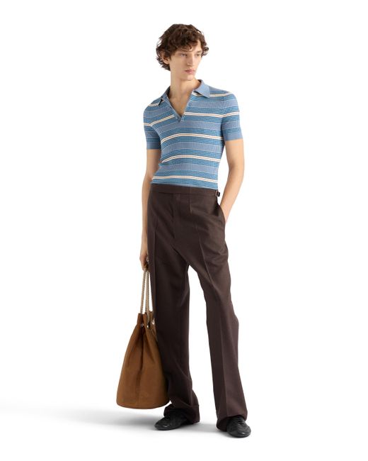 Polo De Algodón A Rayas, Hombre, Talla Prada de hombre de color Blue
