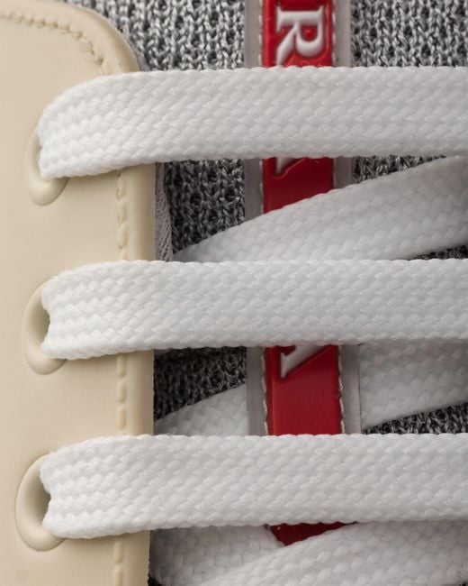 Prada White America's Cup Soft Rubber And Bike Fabric Sneakers for men