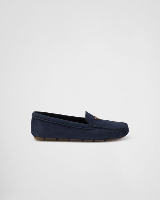 Prada Blue Suede Driving Loafers
