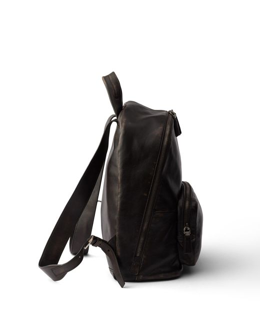 Prada Black Distressed Nappa Leather Backpack for men
