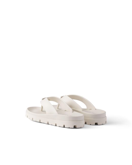 Prada White Rubber Thong Sandals, Size 7 for men