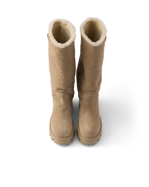 Prada White Suede Boots