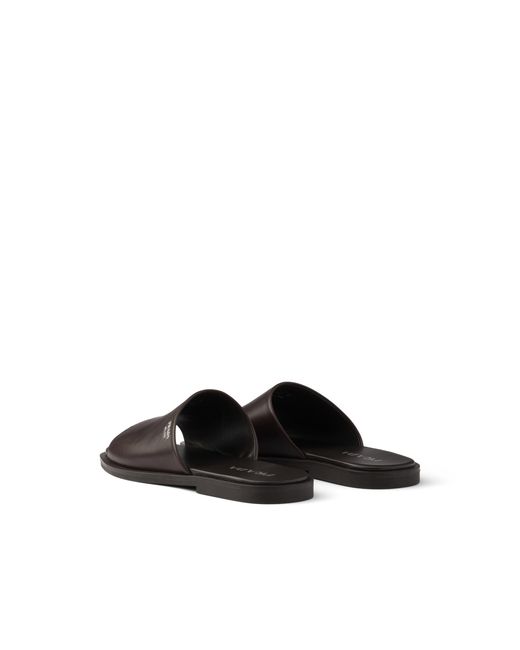 Prada White Leather Slides, Dark for men