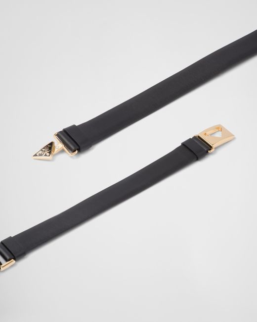Prada Black Leather Triangle Belt