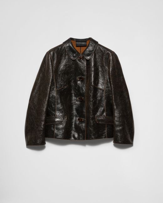 Prada Black Crackle Suede Jacket