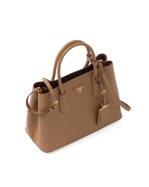 Prada Natural Small Saffiano Leather Double Bag
