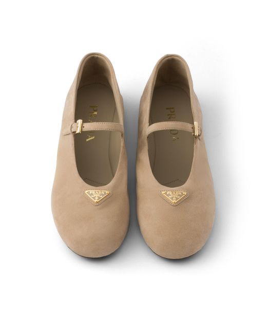 Prada White Suede Ballerinas