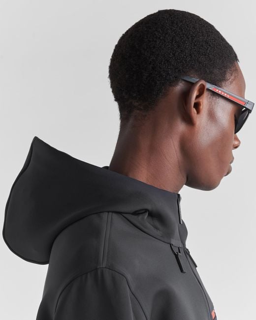 Prada Kapuzenpullover Aus Funktionsgewebe in Black für Herren