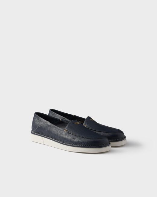 Prada Blue Leather Slip-Ons for men