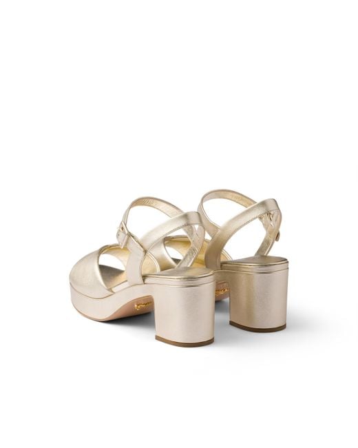 Sandalias De Napa Acolchadas, Mujer, Talla Prada de color Metallic