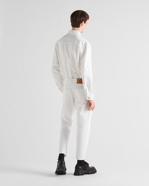 Pantaloni Cinque Tasche In Bull Denim di Prada in White da Uomo