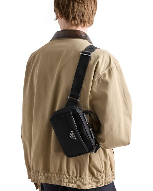 Prada Black Re-Nylon And Saffiano Leather Shoulder Bag for men