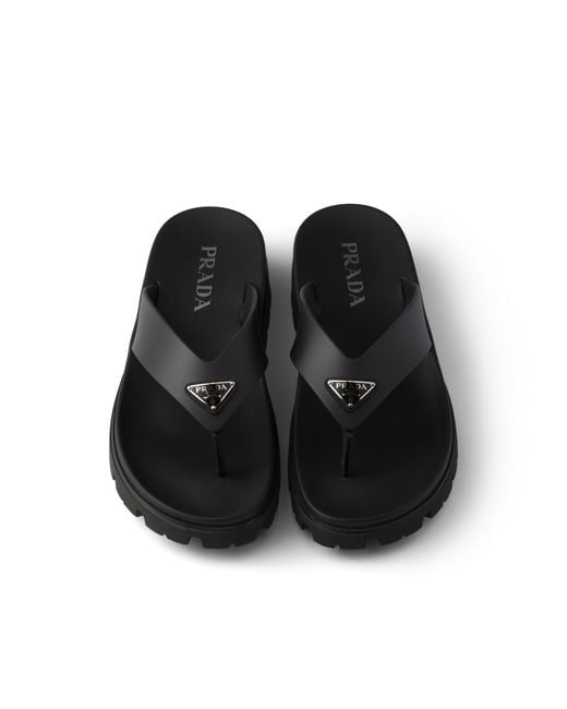 Prada White Rubber Thong Sandals, Size 6 for men