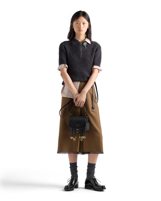 Prada Black Corsaire Re-Nylon And Leather Mini Shoulder Bag