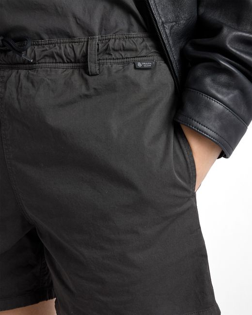 Prada Black Twill Swim Trunks, Asphalt for men