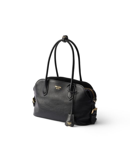 Prada Black Signet Medium Leather Tote Bag