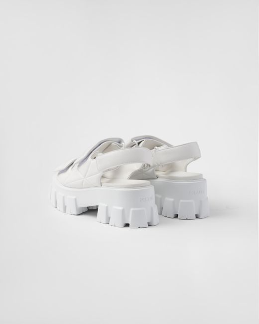 Prada White Monolith Sandalen Aus Nappa-Leder