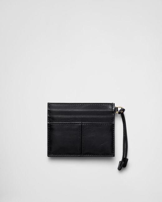 Prada Black Logo-Plaque Leather Card Holder