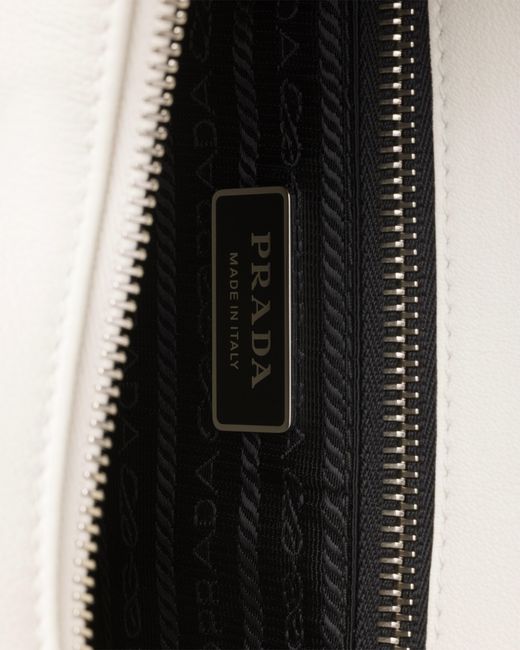 Prada White Fold Large Leather Shoulder Bag