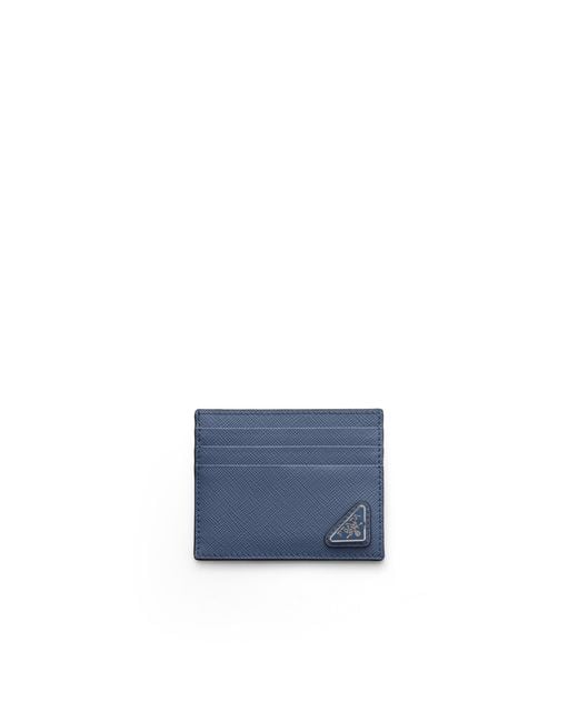 Prada Blue Saffiano Leather Card Holder for men