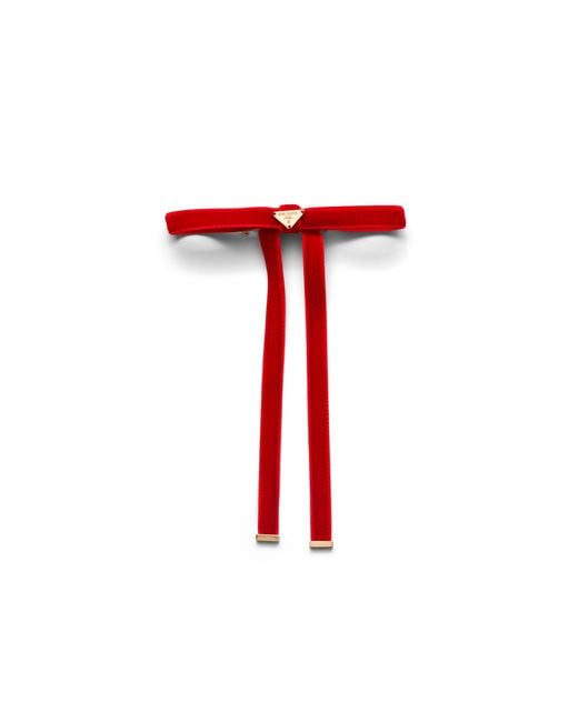 Prada Red Velvet Hair Clip