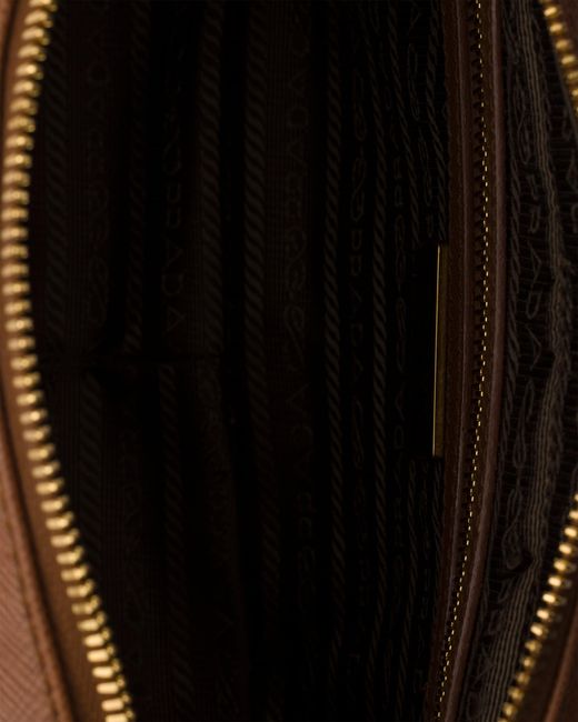 Prada Brown Small Saffiano Leather Top-Handle Bag, Cognac