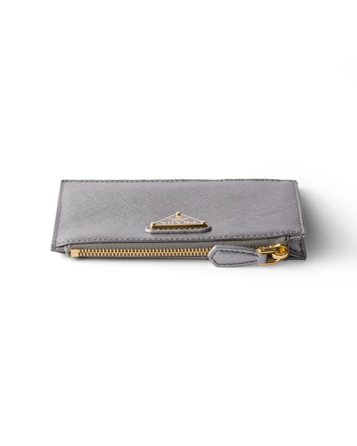 Prada Gray Saffiano Leather Card Holder