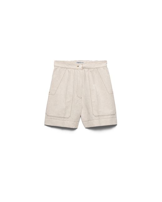 Prada White Chambray Shorts, Ecru