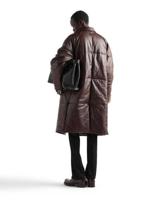 Prada Brown Padded Nappa Leather Coat for men