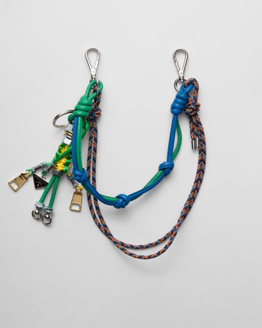 Prada Blue Pop Strings Nappa Leather And Metal Keychain Charm for men