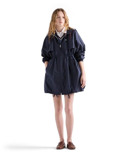 Prada Blue Lightweight Re-Nylon Hooded Raincoat