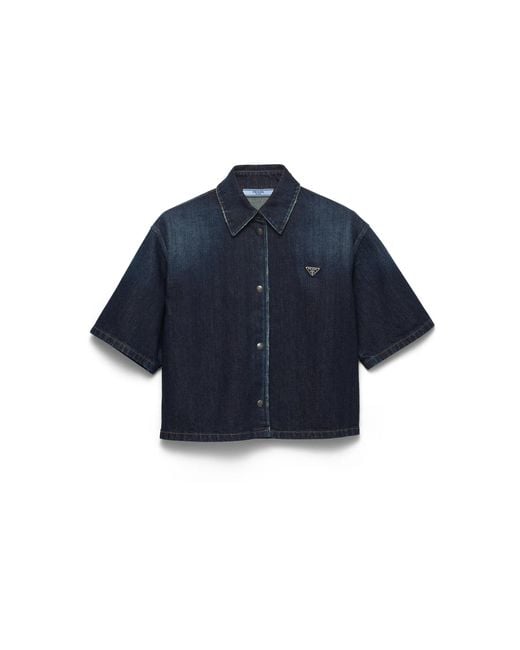 Prada Blue Short-Sleeved Denim Shirt