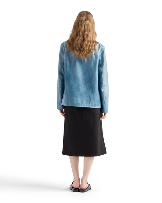Prada Blue Nappa Leather Jacket