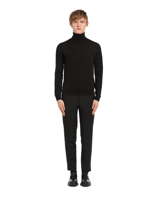 Prada Black Brushed Wool Turtleneck for men
