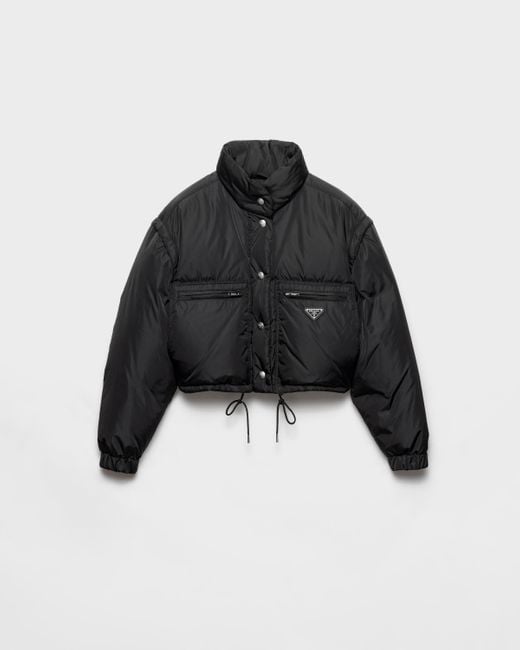 Prada Black Cropped Re-Nylon Down Jacket