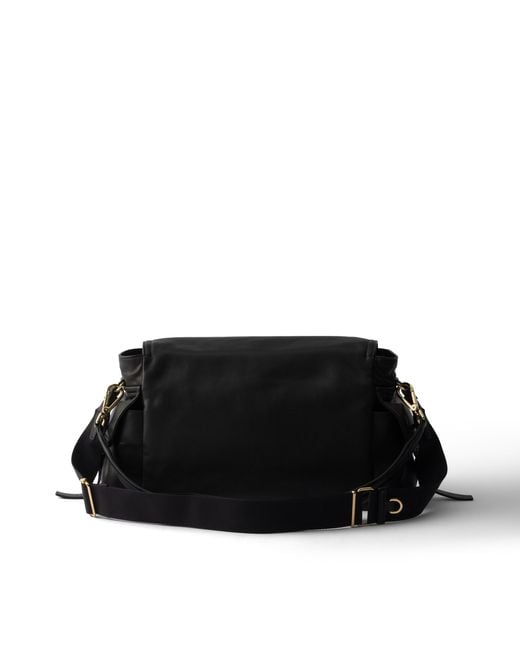 Prada Black Explore Large Nappa Leather Shoulder Bag With Flap