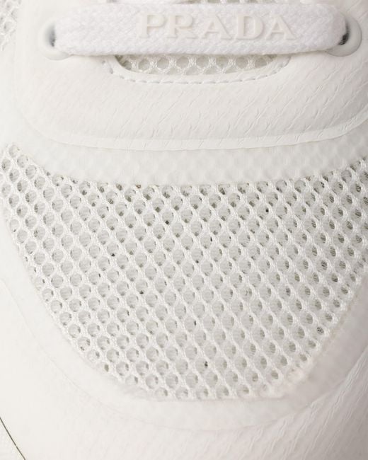 Prada White Prax 2.0 Fabric Sneakers for men